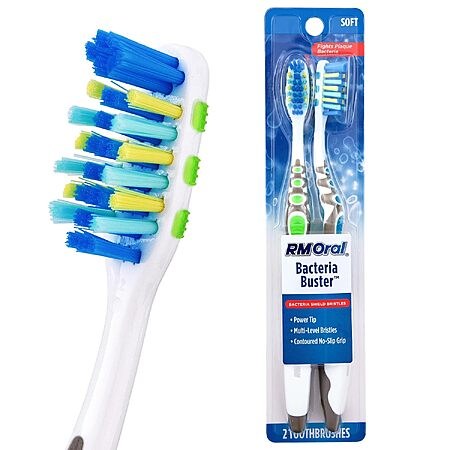 2-Count RM Oral Bacteria Buster Soft Manual Toothbrushes