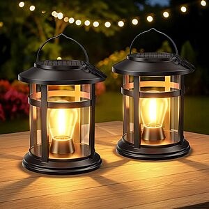 2-Pack BONLION Solar Outdoor Hanging LED Lanterns (Warm Light) $14.95 ($7.47 each) + Free Shipping w/ Prime or on $35+