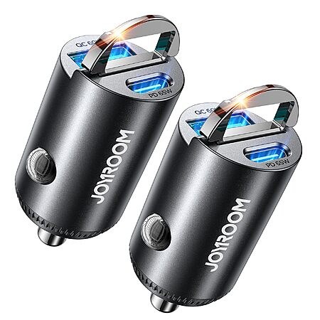 2-Pack JOYROOM (up to 125W) Dual Port Car Charger (65W USB-C + 60W USB-A)