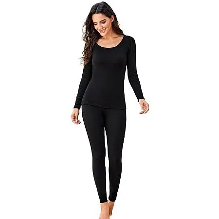 2-Piece Deangelmon Women's Fleece Lined Thermal Underwear Long Johns Base Layer Set (Various Colors)