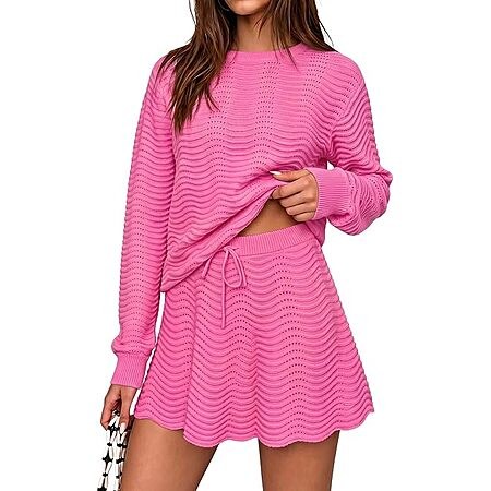 2-Piece Fisoew Women's Pullover Knit Top and Mini Skirt Sweater Set (5 Colors, Sizes Small -XX-Large)  $14.99 + Free Shipping w/ Prime or on $35+
