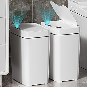 2-Pk 2.7-Gal Vanpopubs Bathroom Touchless Trash Can (White) $22 @ Amazon