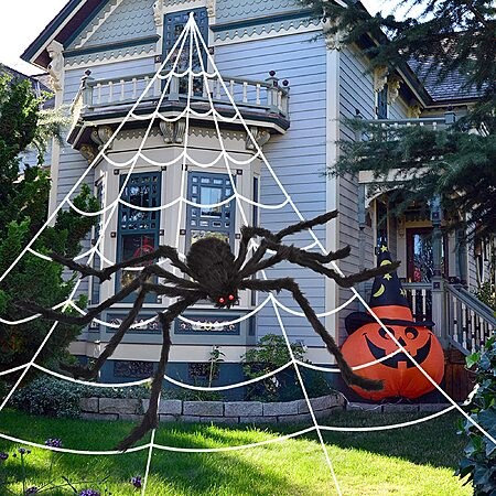 200" Spider web + 59" giant spider, $12.99, Amazon