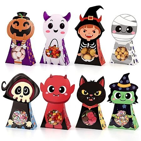 24-Pack 6.29" x 4.3" woric Halloween Party Favor Treat Boxes (8 Designs)