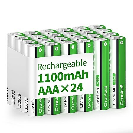 (24-Pack) Granicell NiMH Rechargeable AAA Batteries 1.2V $12.49