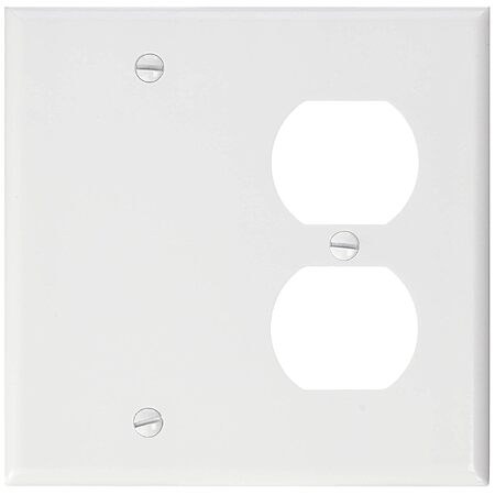 25-Count Leviton 2-Gang 1-Duplex 1-Blank Combo Wallplate (White)