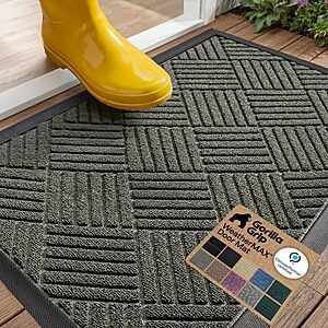 29"x17" GORILLA GRIP 100% Waterproof All-Season WeatherMAX Doormat (Gray Diamond) $14.99