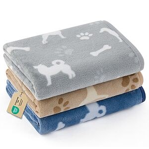 3-Count Bedsure Ultra-Soft Flannel Fleece Pet Blankets (23" x 16", Happy Pups or Cute Kitties) $5.99 ($2 each) & More + Free Shipping w/ Prime or on $35+