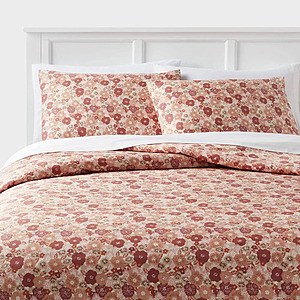 3-Piece Room Essentials Full/Queen Duvet Cover & Sham Set (Copper/Floral) $9 + Free Shipping