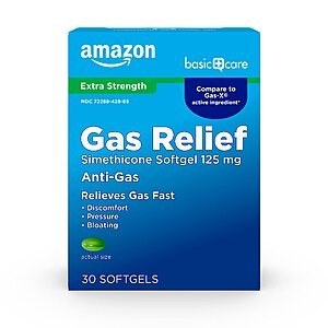 30-Count Amazon Basic Care Gas Relief Softgels at Amazon $2.04