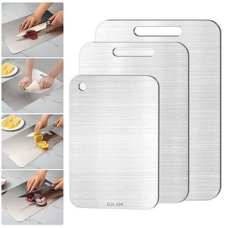 3PCS Stainless Steel Cutting Board Set (S+M+L)