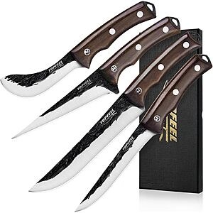 4-Piece Hand Forged High Carbon Steel Butcher Knife Set $19.99 + Free Shipping w/ Prime or on $35+