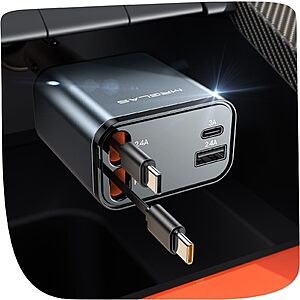 4-Port 69w MRGLAS Retractable USB-C Car Charger w/ Dual Type C Cables $110.85 @ Amazon $10.85
