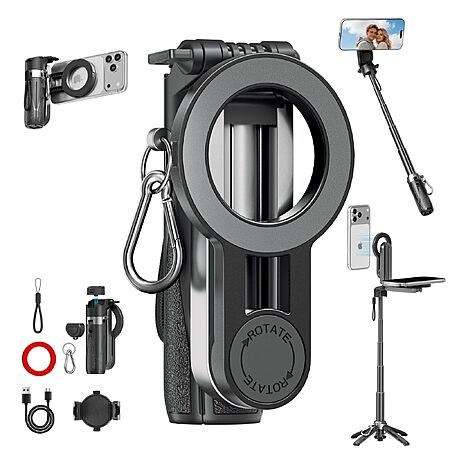 4-in-1 Mini Magnetic Selfie Stick with Remote for Cell Phone