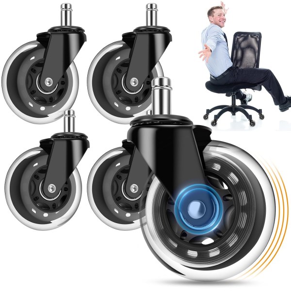 5-Pk 3" OVLLAN Rollerblade Office Chair Replacement Poly Wheels