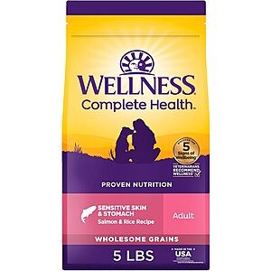 5-Pound Wellness Complete Health Sensitive Skin & Stomach Dry Dog Food (Salmon & Rice) $4.27 w/ S&S + Free Shipping w/ Prime or on $35+