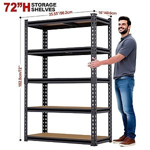 5-Tier Heavy Duty Metal Garage Shelving Rack $33.99 + Free Shipping