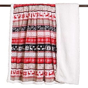 50" x 60" Hitime Christmas Sherpa Fleece Throw Blanket (Gray Red Stripe) $8.39 + Free Shipping w/ Prime or on $35+