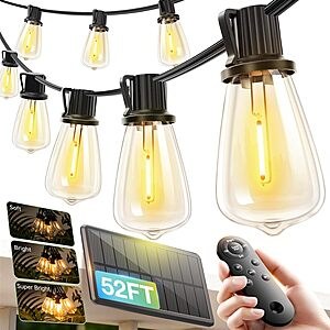 52ft addlon Waterproof Solar String Lights w/ Remote $12 @ Amazon