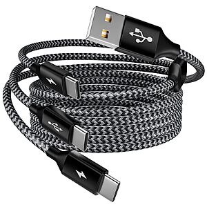 5' Mpatiby 3-in-1 Multi USB-A to USB-C Splitter Charging Cable (Black/White) $3.60 + Free Shipping w/ Prime or on $35+