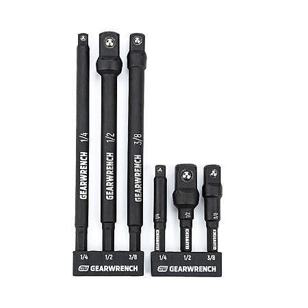 6-Piece Gearwrench Drive Hex Shank Impact Socket Extensions (1/4", 3/8" & 1/2")