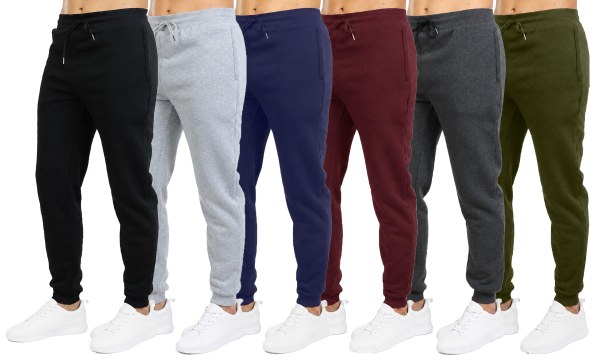 6Pk Mens Fleece Joggers w-Zip Pockets