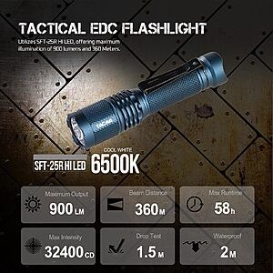 ACEBEAM TAC AA 2.0 EDC Flashlight, 390+ yard beam; $23.79