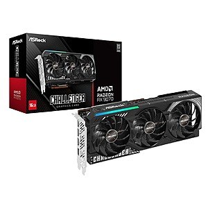 ASRock AMD Radeon RX 9070 Challenger Triple Fan 16GB GDDR6 PCIe 5.0 Graphics Card $579.99