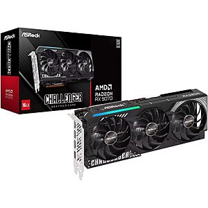 ASRock Radeon RX 9070 Challenger 16GB OC Graphics Card $336