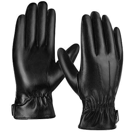 Aegend PU Leather Gloves for Men, Super Soft Warm Velvet Lining Full Hand Touchscreen Anti-Sl…