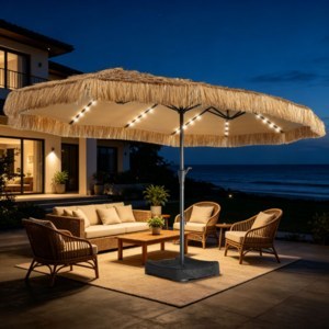 Ainfox 15' Thatched Tiki Patio Umbrella w/ Lights & Sandbags $135 + FS