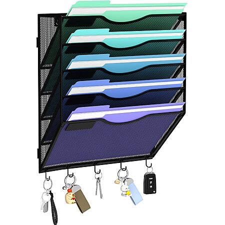 Amazon – 5-Tier Hanging Wall File Organizer w/ Hooks - $10.99 w/ Code
