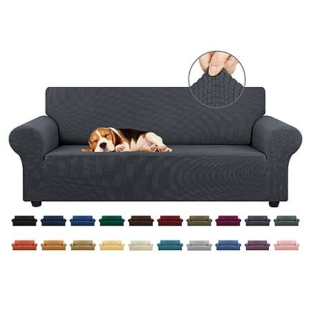 Amazon – KEKUOU 3-Cushion Stretch Couch Cover, Charcoal - $26.39 w/ Code