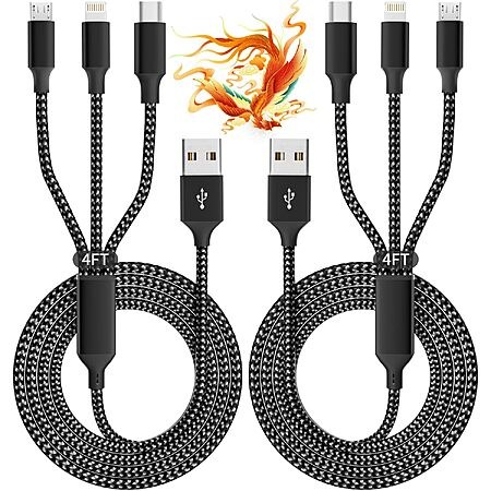 Amazon – MPATIBY 2-Pack 4' 3-in-1 Multi Charging Cables - $4.90 w/ Code