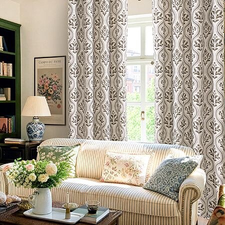 Amazon – YoungsTex 2-Panel Brown Floral Linen-Blend Curtains - $11.98–$24.49