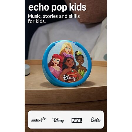 Amazon Echo Pop Kids Smart Speaker w/ Alexa (Disney Princess or Marvel's Avengers)