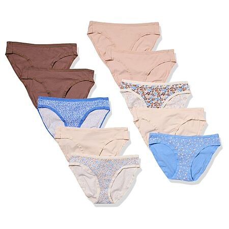 Amazon Essentials Women's Cotton Spandex Bikini Brief Underwear XX-Small (Available in Plus Size), Pack of 10, Multicolor/Ditsy Floral/Dots/Floral, XX-Small $5.88