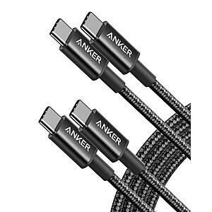 Anker USB C to USB C Cable, Type-C 60W Fast Charging Cable (6 FT, 2Pack) for iPhone 17 Series, iPad mini 6 and More (Black) $9.99