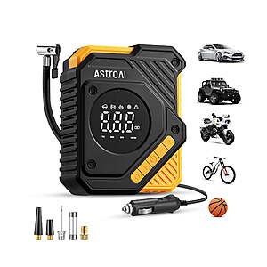 AstroAI Tire Inflator Air Compressor 12V DC, with Large Screen, 3M Power Cord & Digital Pressure Gauge Car Tire Pump 150 PSI $12.99