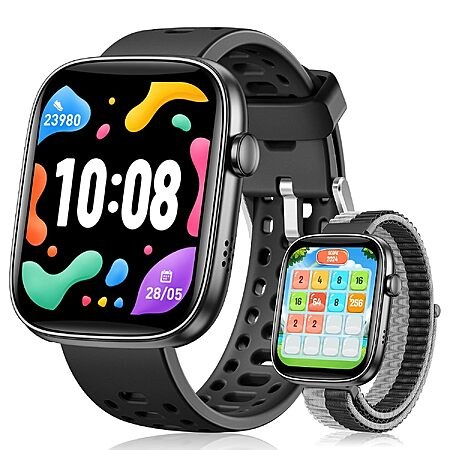 BANLVS Kids' Smart Watch w/ Fitness Tracker, Puzzle Games & 100+ Sports Modes (Black)