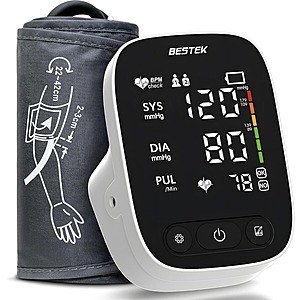 BESTEK Blood Pressure Monitor Automatic Arm BP Cuff (9"-17" Adjustable) $14.95 + Free Shipping w/ Prime or orders $35+
