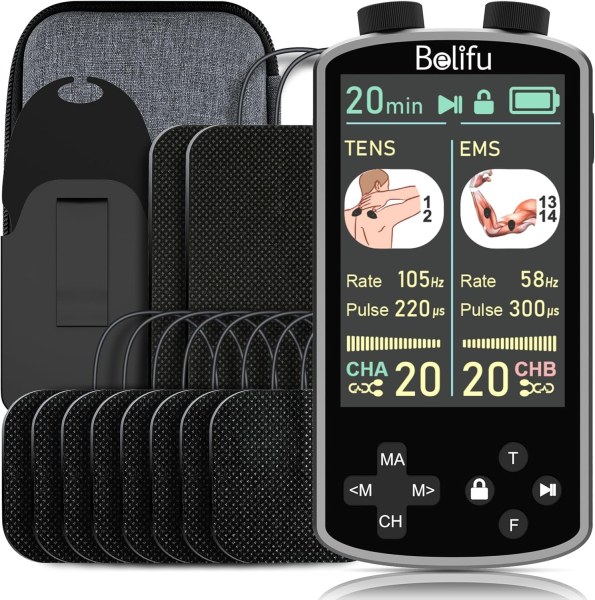Belifu TENS/EMS 4-in-1 Muscle Massager (Gray)