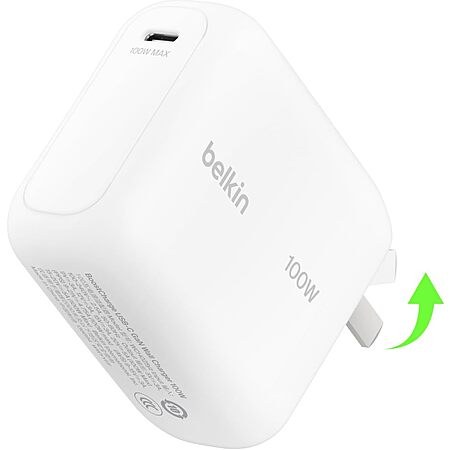 Belkin 100W Compact GaN USB-C Charger w/ 5' USB-C Cable (White or Black)