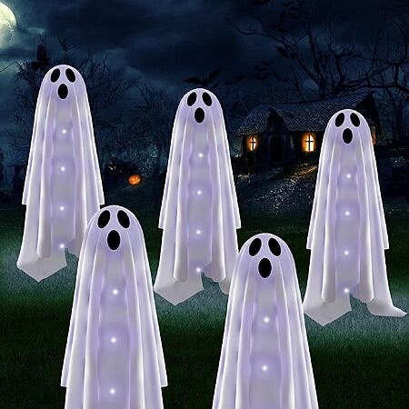 Betrihyes Halloween Decorations Solar Garden Lights Outdoor,6PACKS Halloween Ghost Decoration…