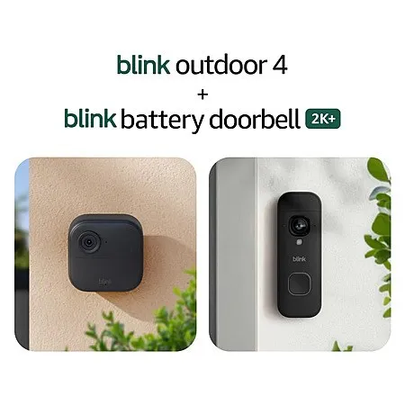 Blink Outdoor 4 and Battery Doorbell 2K+ (newest model) Sync Module Core included — 5 Cameras + Doorbell (Black)