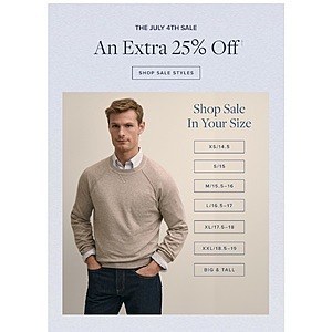 Brooks Brothers Extra 25% Off Clearance Sale