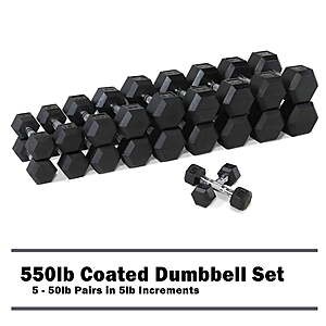 CAP Rubber Hex Dumbbell Set 150lb $150, 300lb $260, 550lb $480 FS @ Walmart