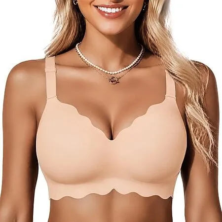 COCOMARTS Jelly Bras for Women No Underwire Wireless Push Up Bra Nude