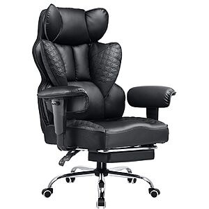 COMHOMA Big & Tall Ergonomic Office/Gaming Chair w/ Pocket Spring Lumbar Support, Adjustable Armrests, Footrest & 150° Recline (Luxury Black, PU Leather) $137.99 + Free Shipping