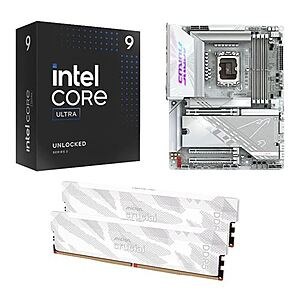 Computer Build Bundle: Intel Core Ultra 9 285K, Gigabyte Z890 Aorus Pro Ice 1851, Crucial Pro 32GB DDR5-6400 White Kit $699.99